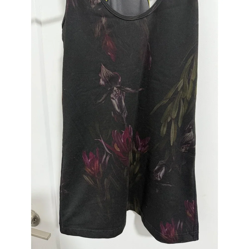 Lululemon Cool Racerback Workout Tank Top Floral Print Black‎ Athletic 4